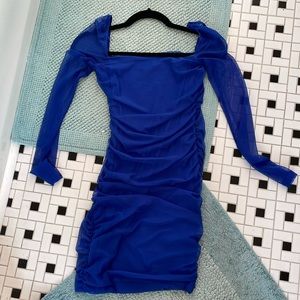 Blue long sleeve tight dress- Princess Polly